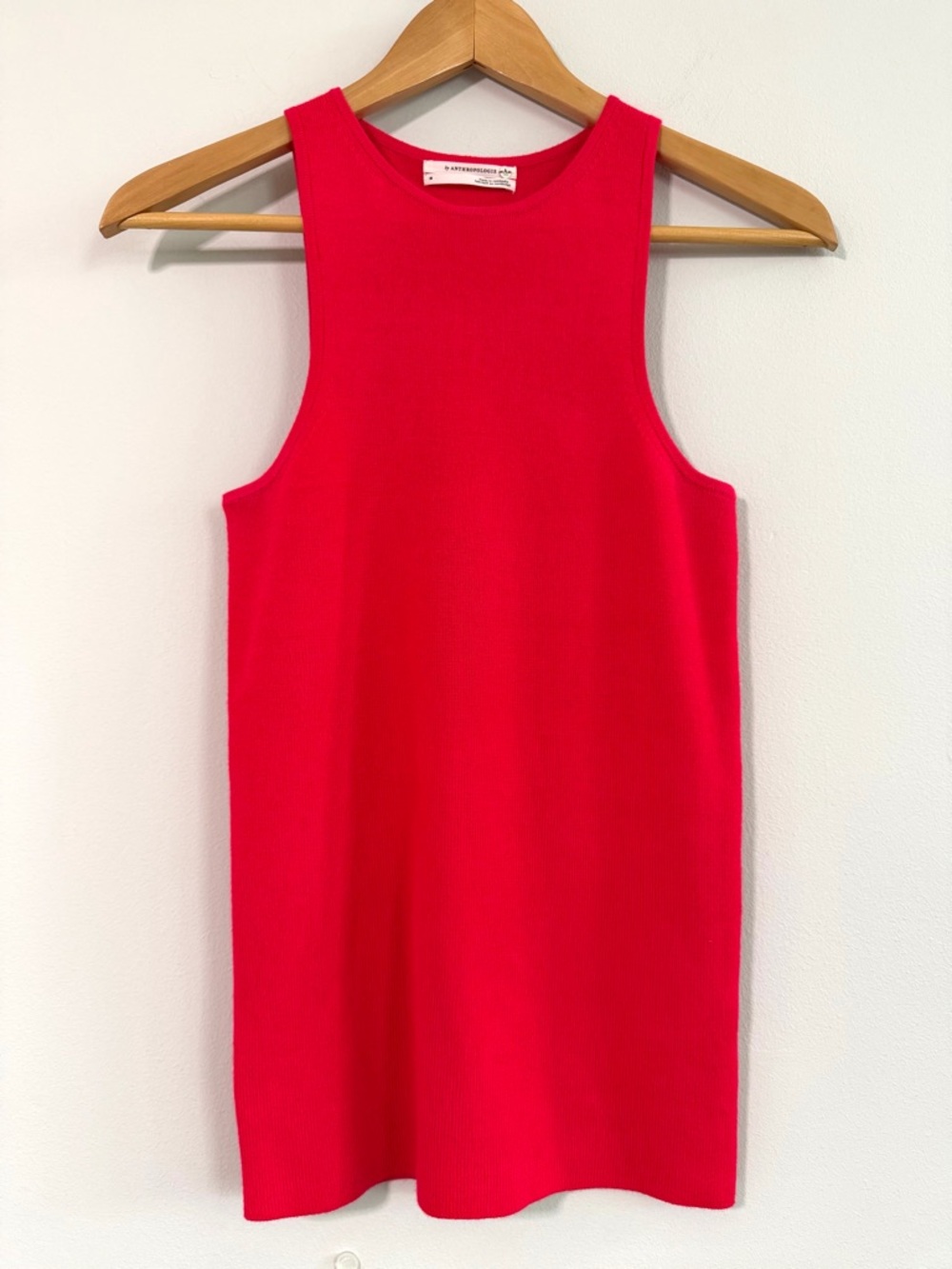 Anthropologie Bright Red High Neck Racer Sweater Tank Top Women’s Medium